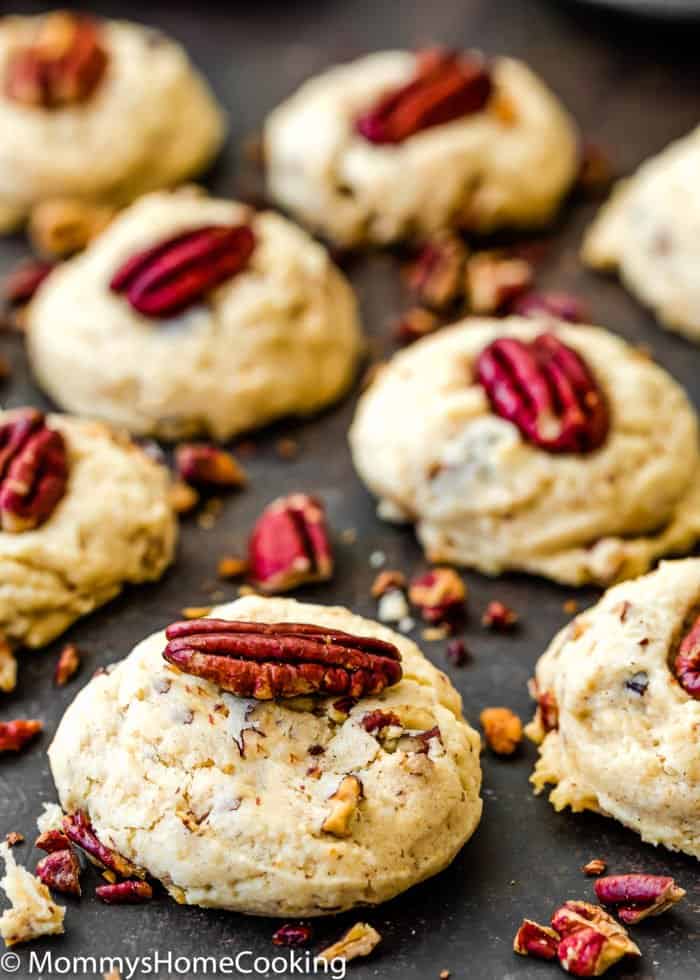 Eggless Butter Pecan Cookies over a slate surface