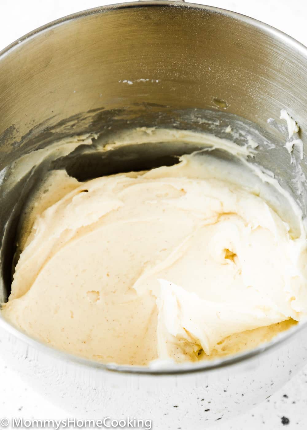 Easy Cinnamon Cream Cheese Frosting in a mixing bowl.