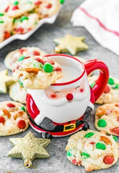 Easy Eggless Christmas Cookies with a cup of milk