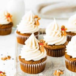 Easy Eggless Gingerbread Cupcakes with cream cheese frosting