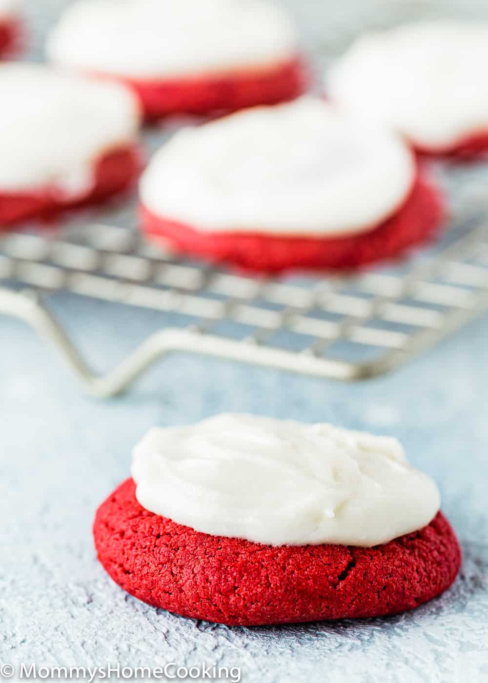 eggless red velvet cookie with cream cheese frosting 