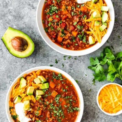 2 bowls of Healthy Low Carb Turkey Chili