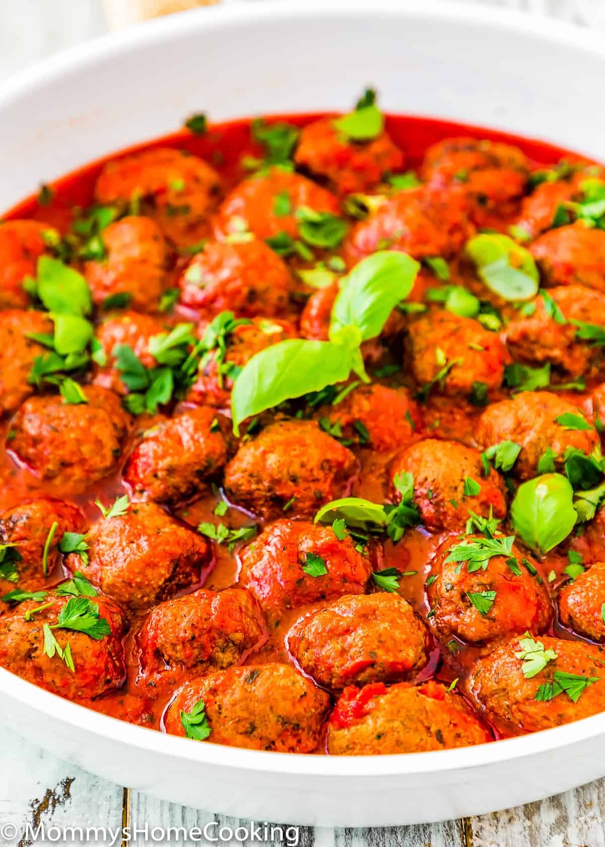 eggless Italian meatballs in a skillet