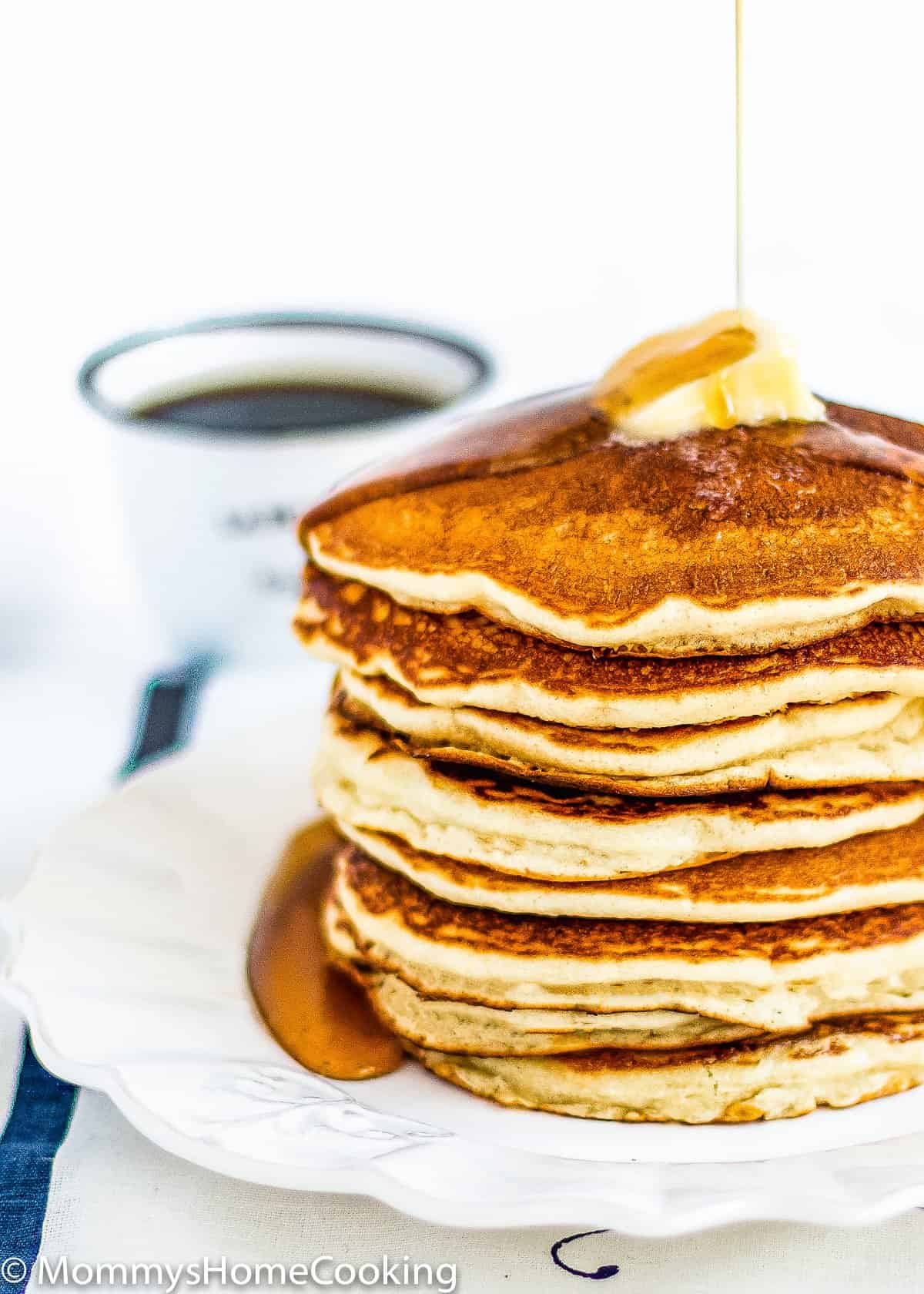 Eggless Pancakes stack on a plate