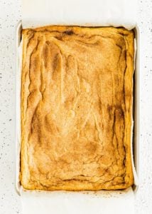 baked Eggless Snickerdoodle Bars in a baking pan.
