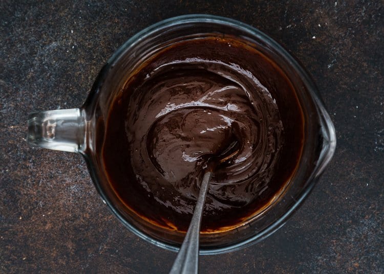 melted chocolate in a bowl. 