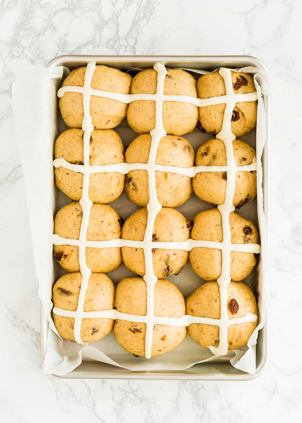 How to make eggless hot cross buns step 16