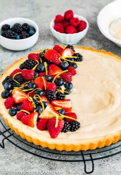 Eggless Fruit Tart with fresh berries and eggless pastry cream