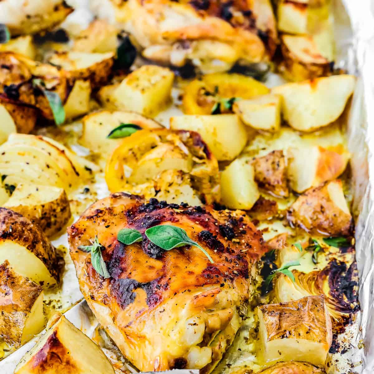 Sheet Pan Lemon Garlic Roasted Chicken and Potatoes - Mommy's Home Cooking