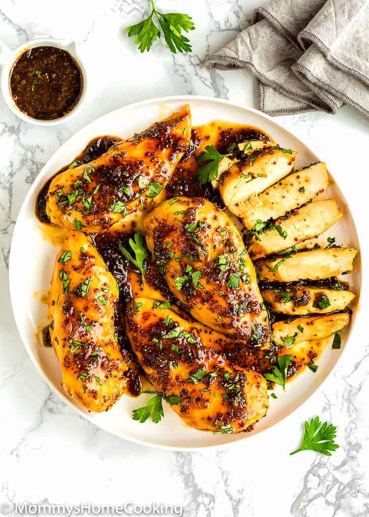 Mustard Glazed Chicken Breasts in a serving plate