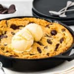 Eggless Chocolate Chip Skillet Cookie with ice cream