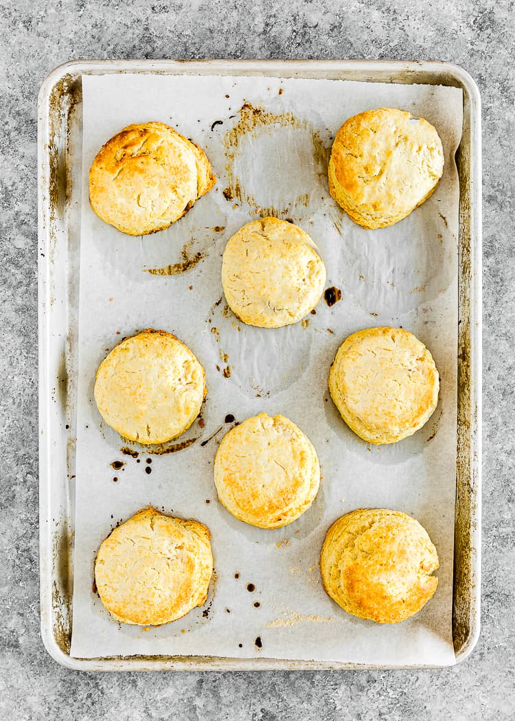 baked Eggless Biscuits on a baking sheet.