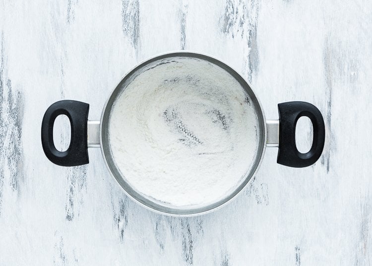 sugar, cornstarch, and salt mix together in a saucepan.