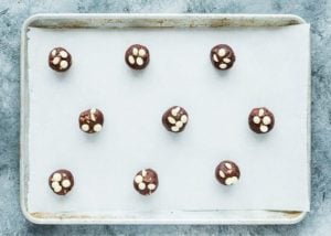 Chocolate Cookie dough in a baking sheet