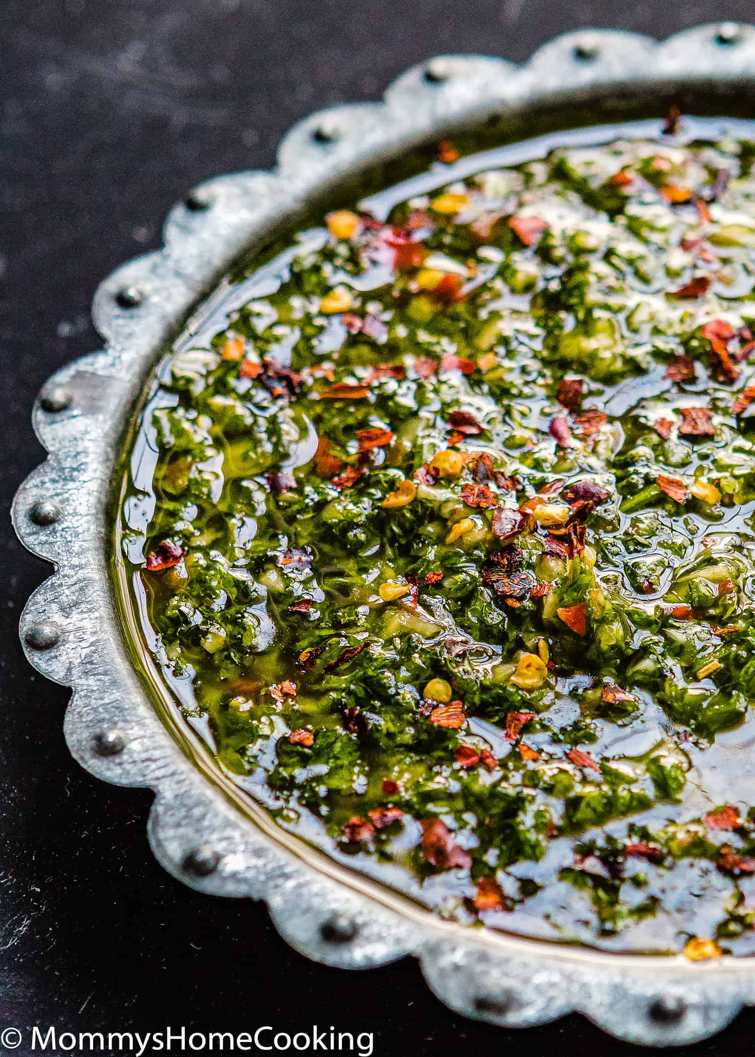 Chimichurri Sauce on a plate.