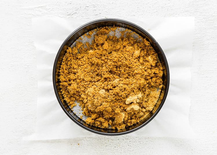graham cracker crumbs mixture in a springform. 