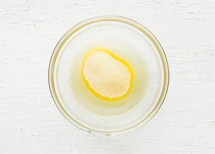 lemon juice and gelatin in a bowl. 
