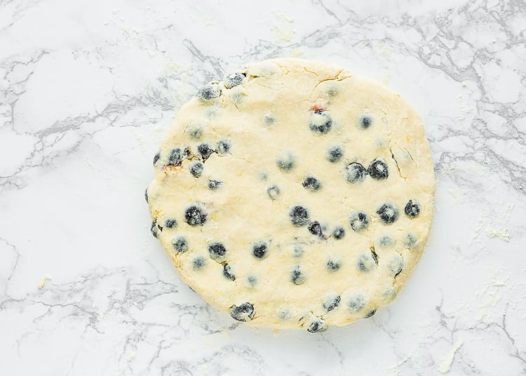 Eggless Blueberry Scones dough form into a disk.