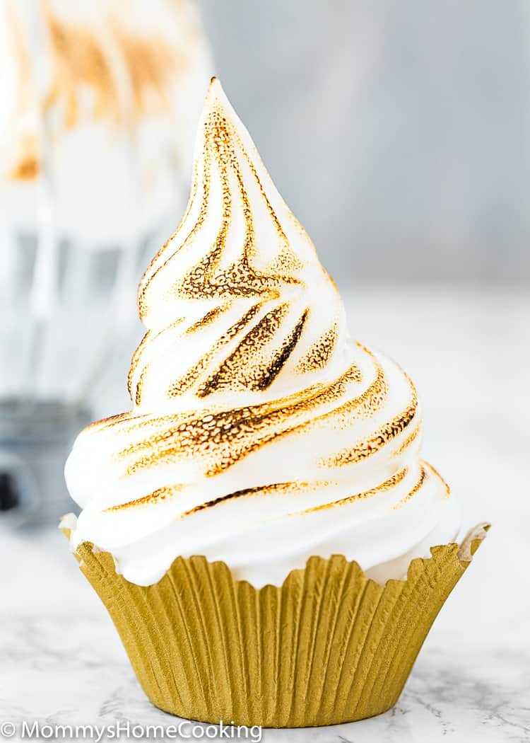 toasted eggless meringue in a cupcake cup