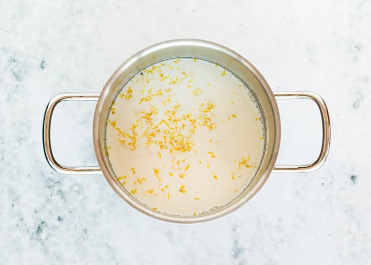  milk, lemon juice, and lemon zest in a small saucepan. 