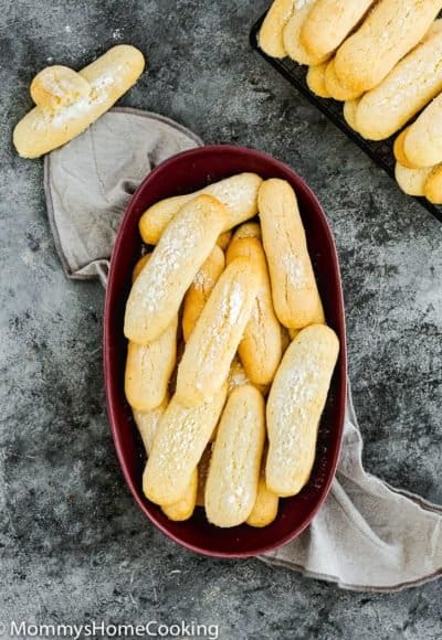 Eggless Lady Fingers (Savoiardi) in a serving plate