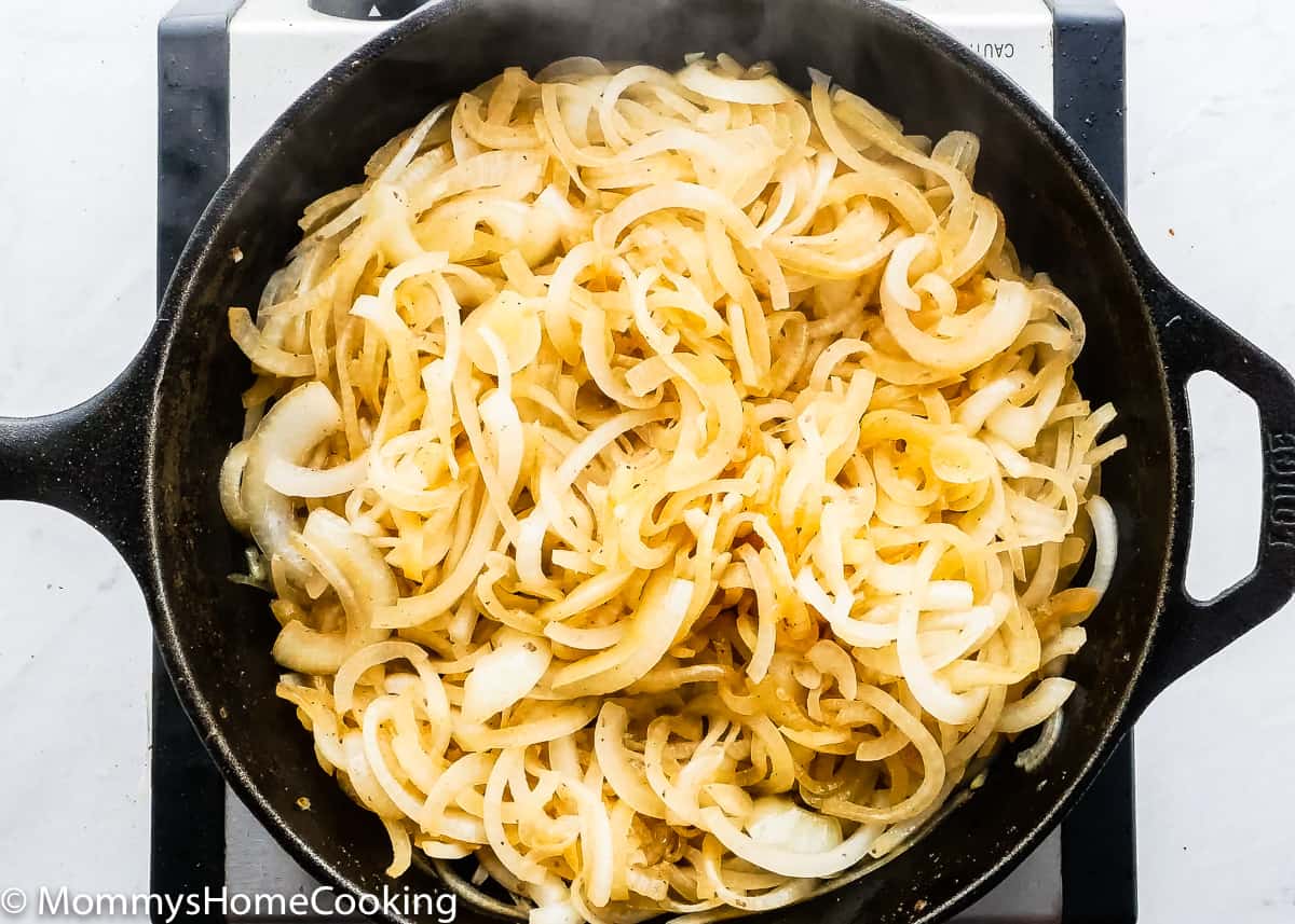 onions in a cash iron skillet.