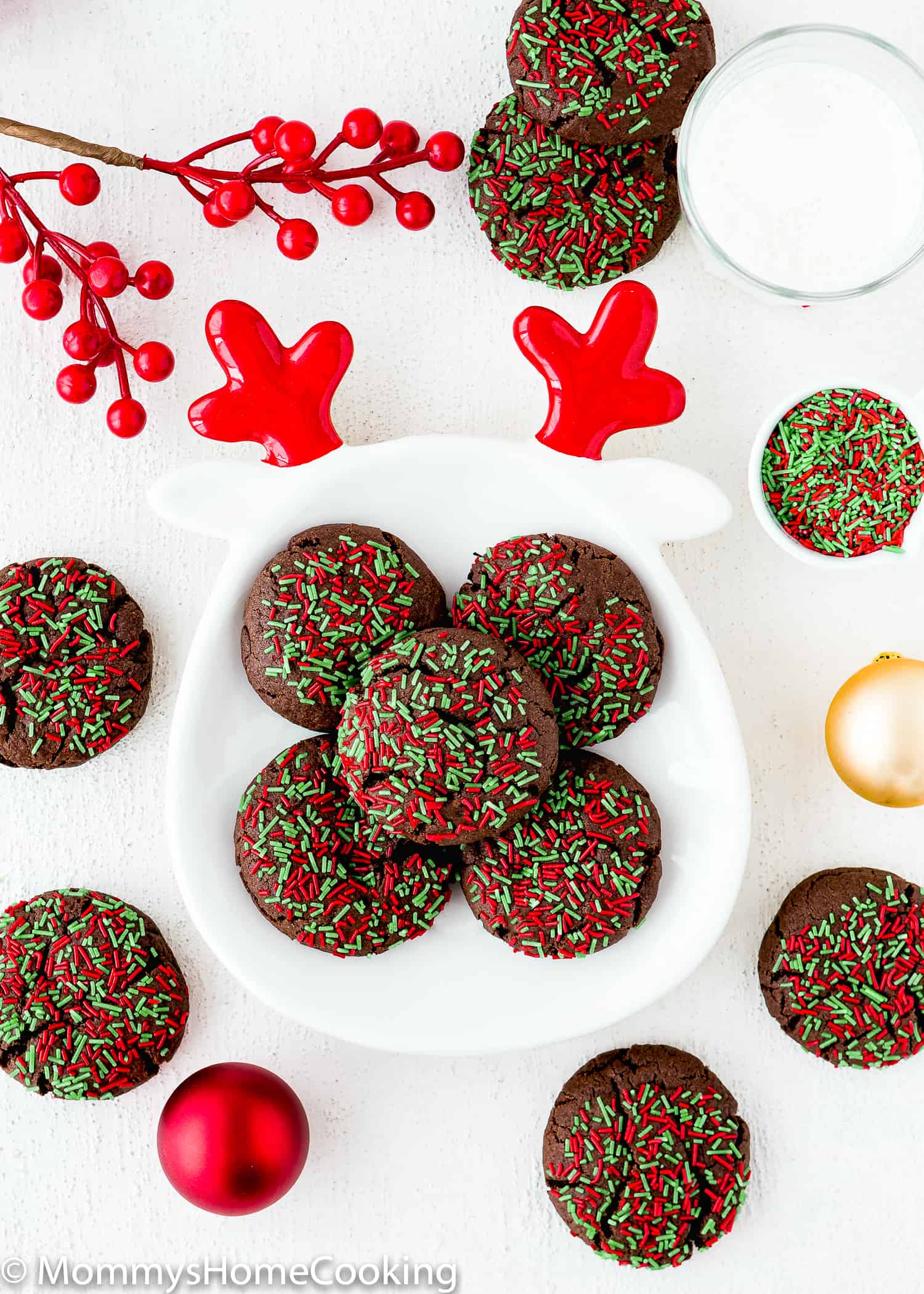 Easy Eggless Cake Mix Christmas Cookies on a plate.