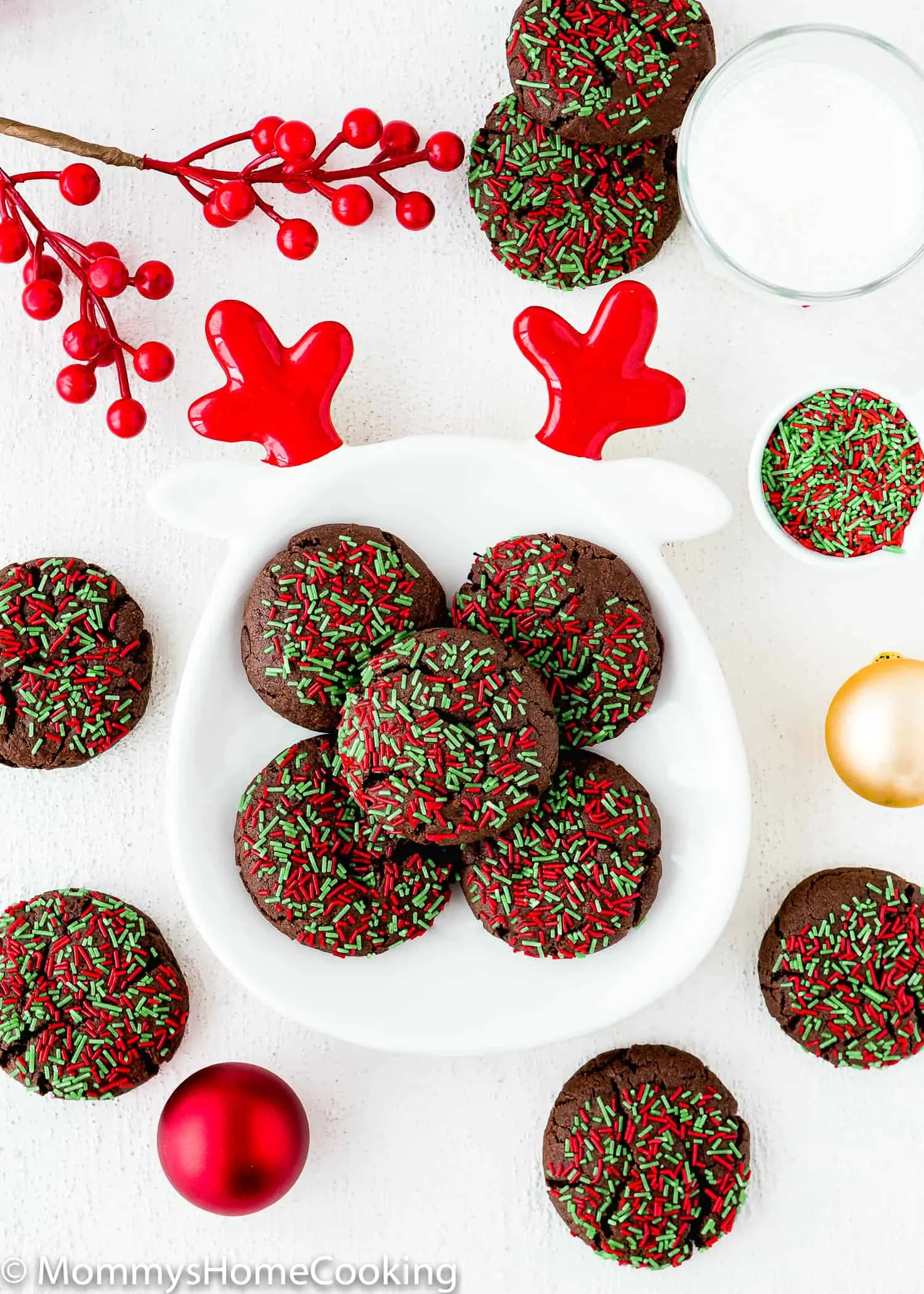 Easy Eggless Cake Mix Christmas Cookies on a plate