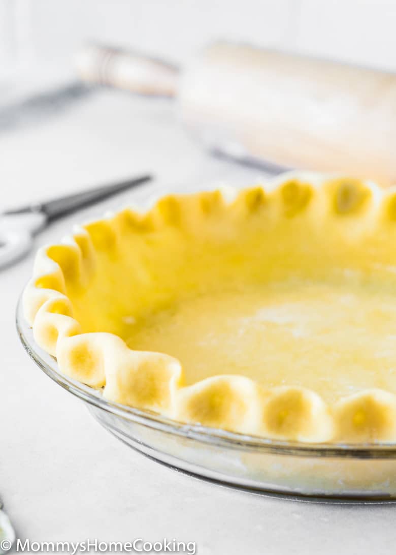 unbaked pie crust in a pie plate.