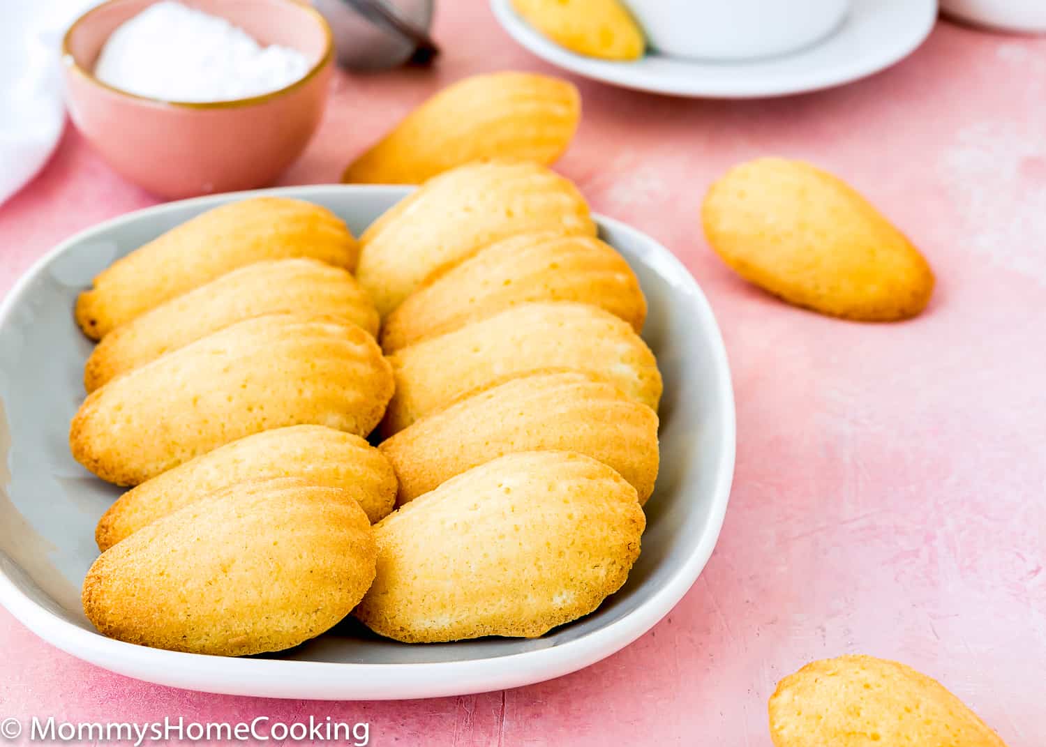 Eggless Madeleines on a plate.