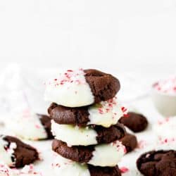 Eggless Triple Chocolate Peppermint Cookies stack