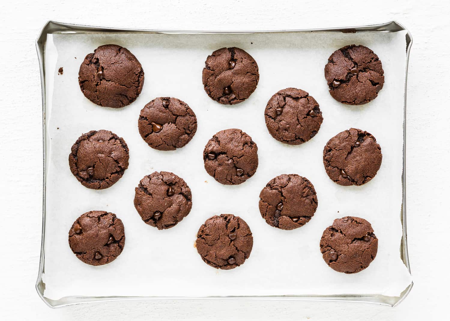 BAKE Eggless Triple Chocolate Peppermint Cookies ON A BAKING TRAY