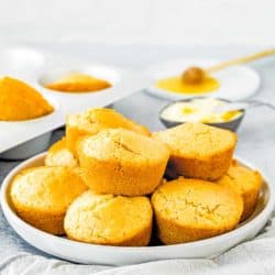 Easy Eggless Cornbread Muffins on a plate.