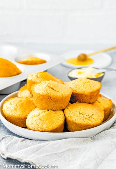 Easy Eggless Cornbread Muffins on a plate