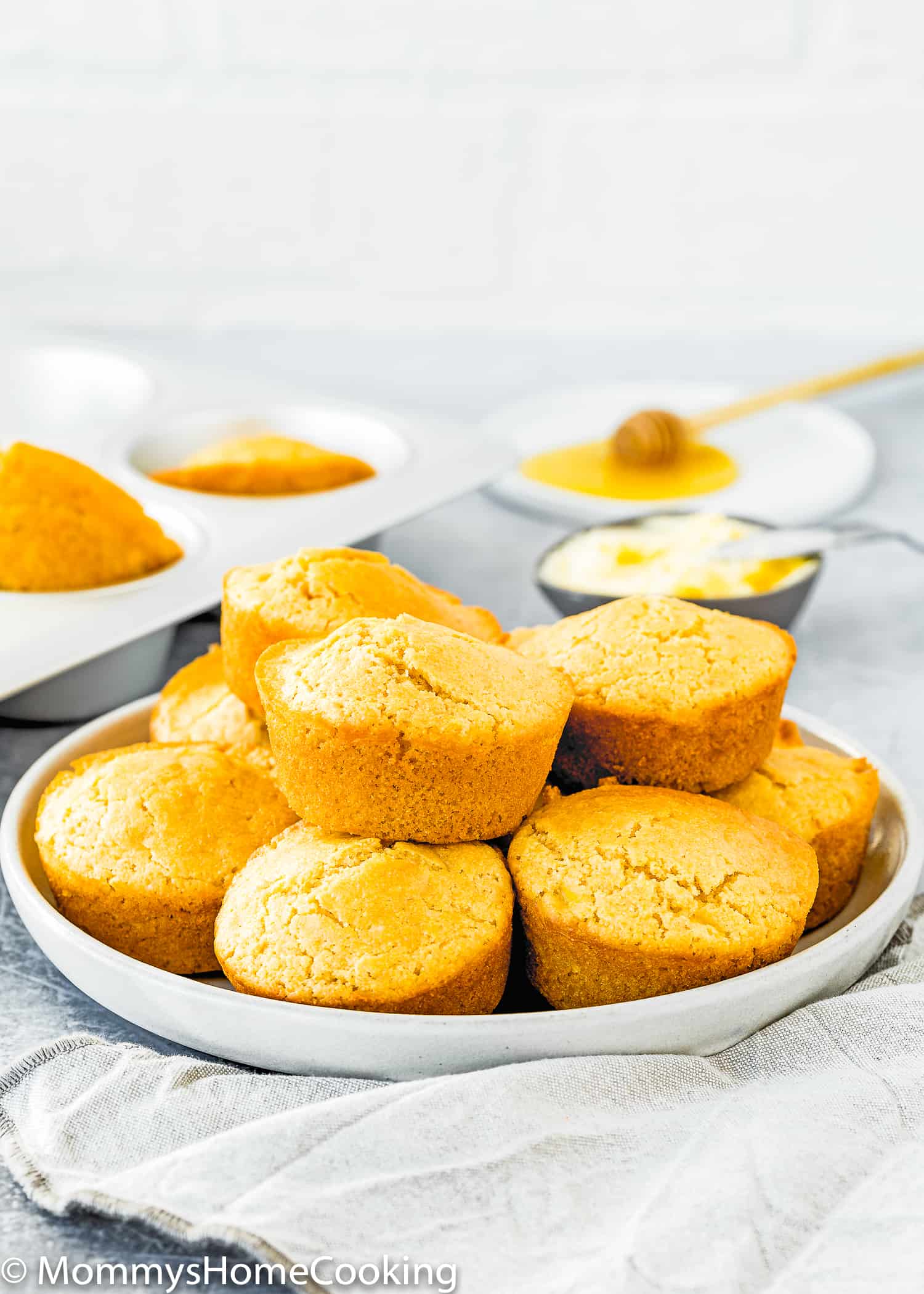 Easy Eggless Cornbread Muffins on a plate