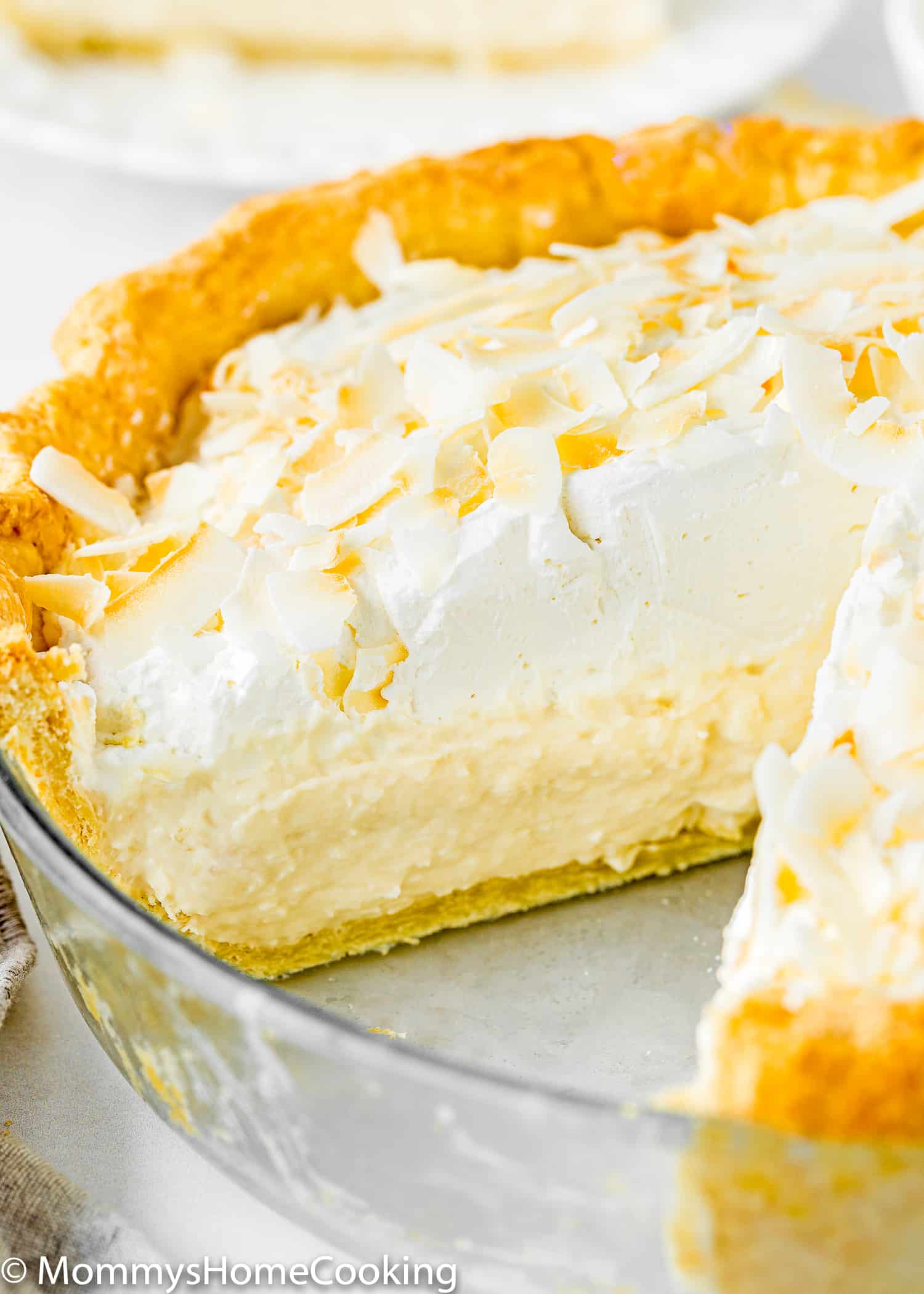 Eggless Coconut Cream Pie sliced