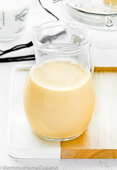 Homemade evaporated milk in a jar