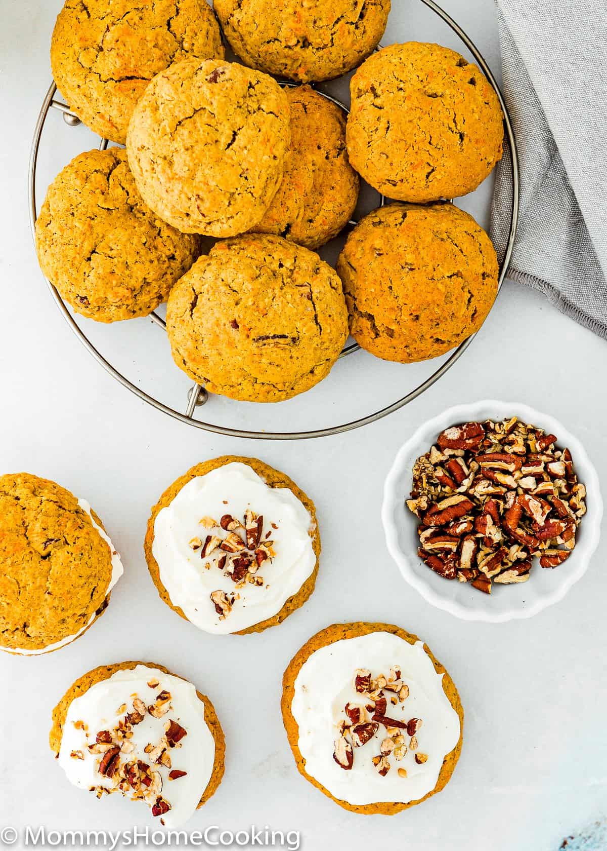 Eggless Carrot Cake Cookies over a cooling rack.