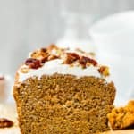 sliced Eggless Carrot Cake Loaf cut showing inside dense and soft texture