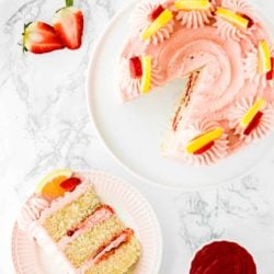 sliced Eggless Strawberry Lemonade Cake