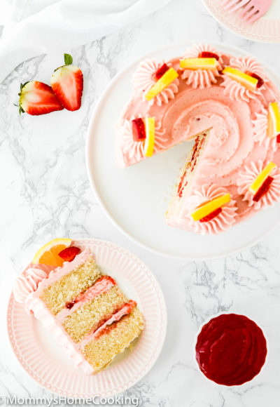 sliced Eggless Strawberry Lemonade Cake