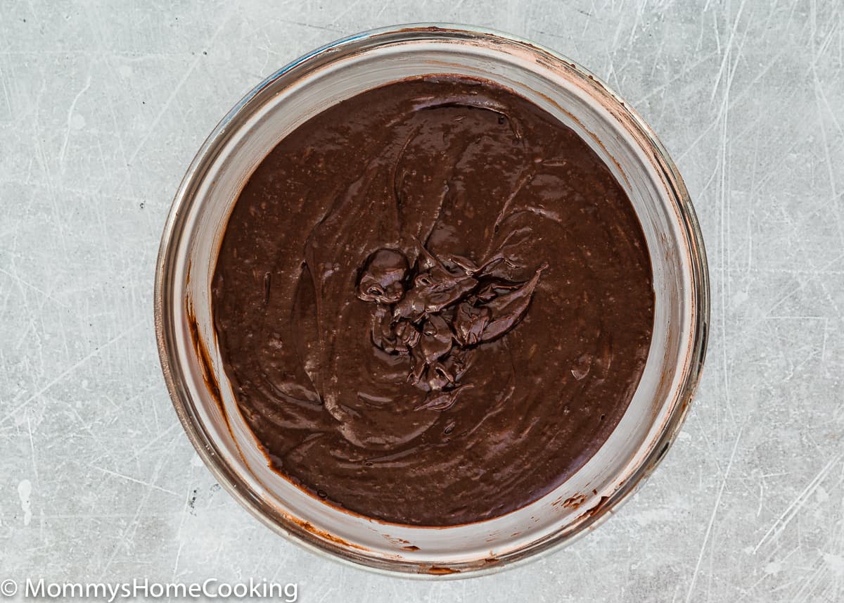 Eggless Brownie Batter in a bowl.