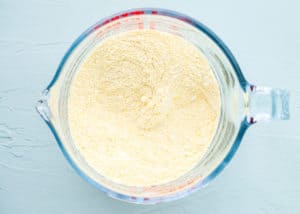 dry ingredients to make eggless corndogs in a bowl