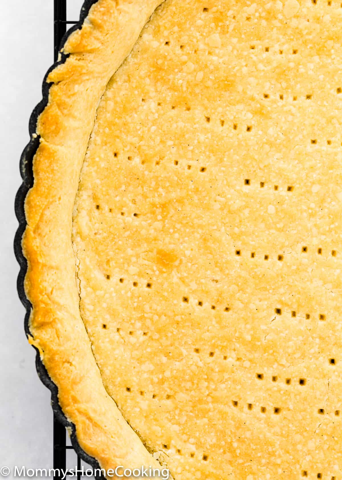 eggless tart crust close up from overhead.