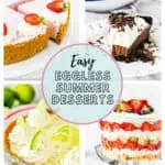 4 egg-free desserts for summer photo collage with descriptive text.