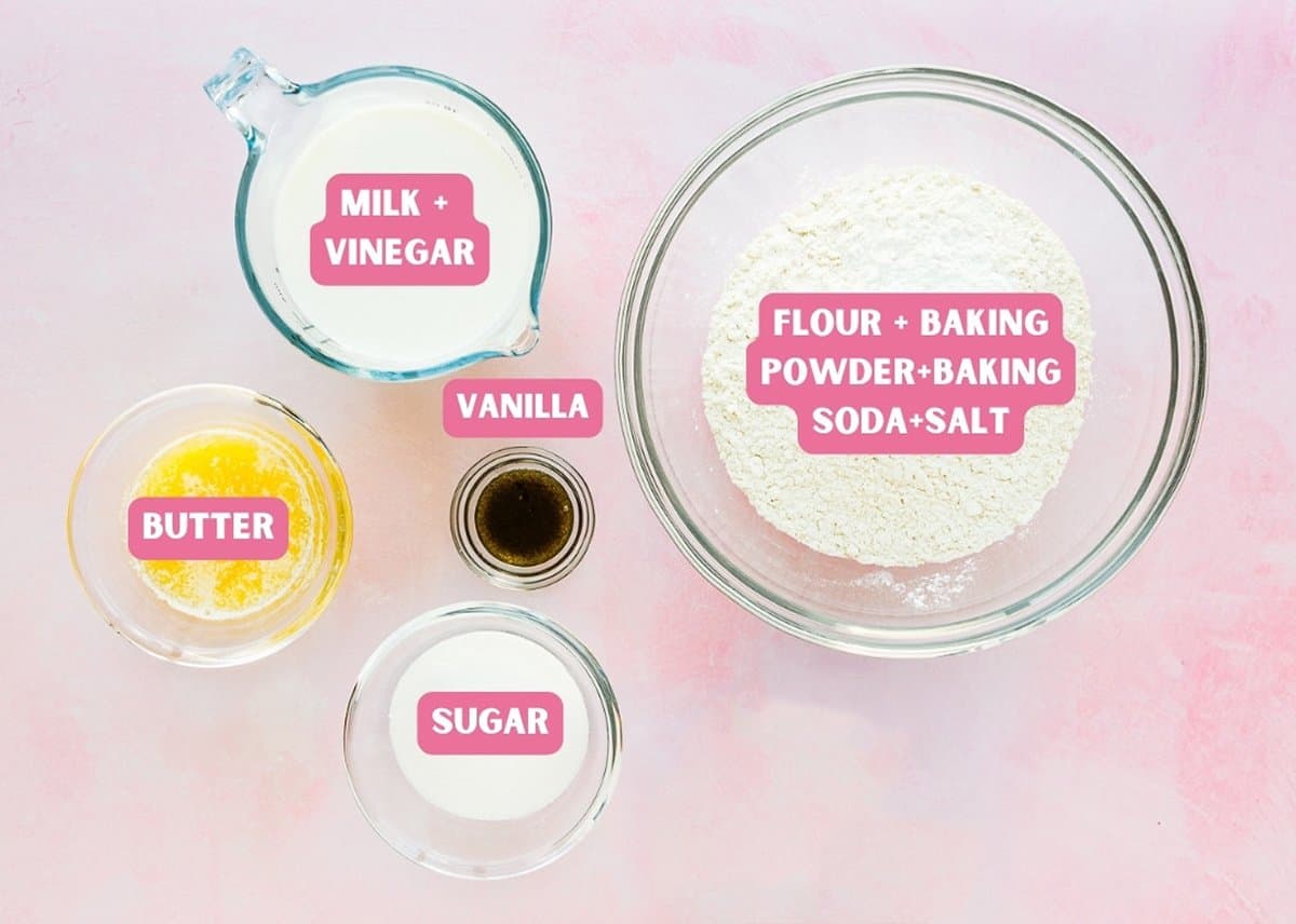 ingredients needed to malke egg-free baked donut with name tags. 