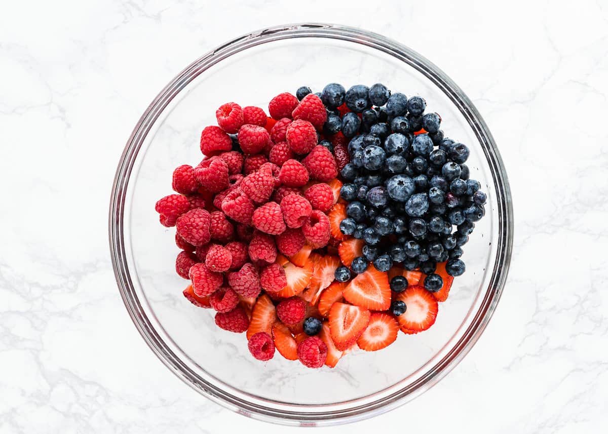 berries in a bowl. 