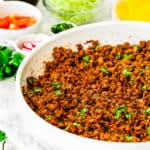 Mexican Style Ground Beef for Tacos in a skillet