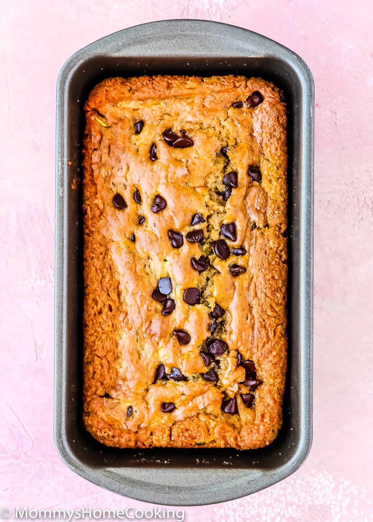 Easy to make eggless zucchini bread in a loaf pan 