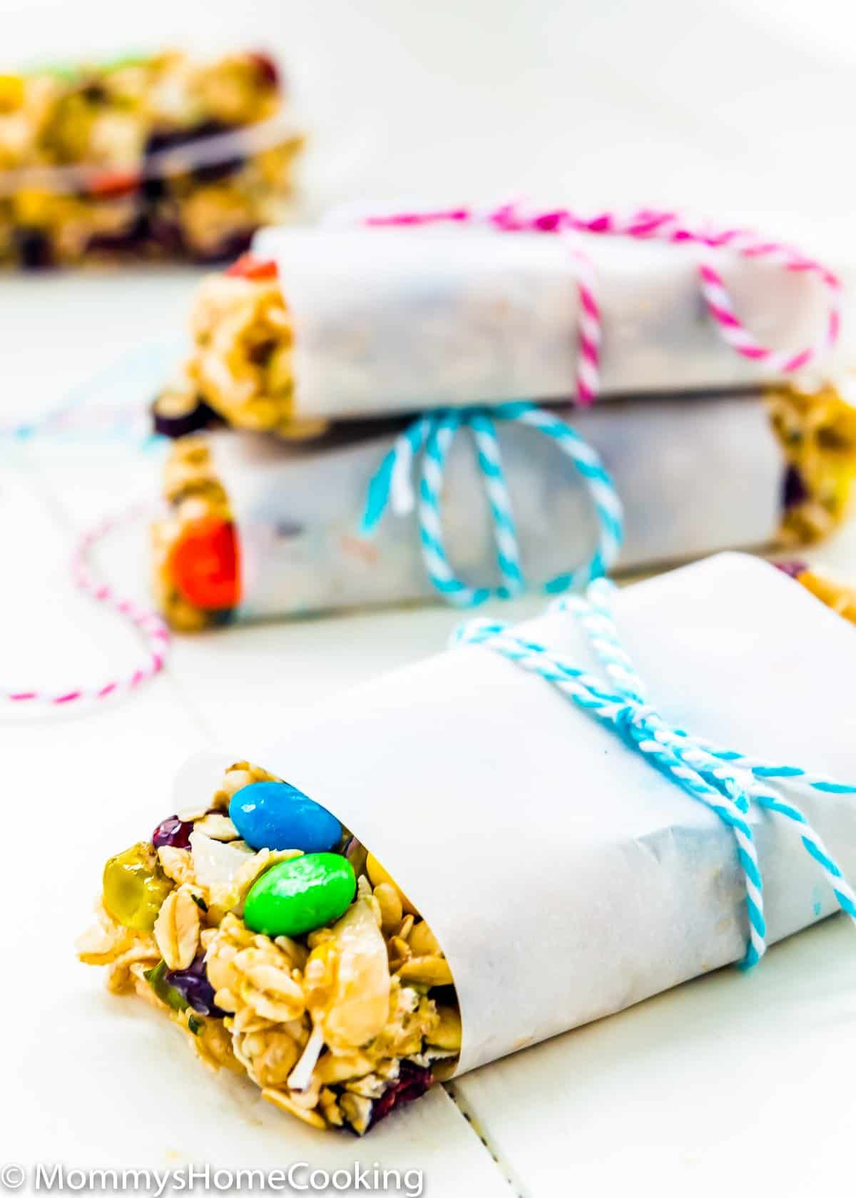 Individual wrapped no-bake allergy friendly protein bars.